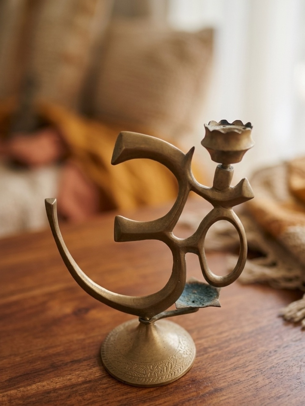 Vintage Brass Om Symbol Encense Holder